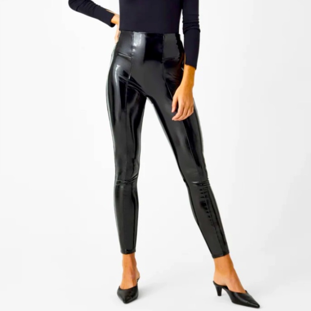 SPANX Faux Patent Leather Leggings in Black